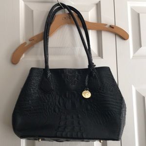 Vintage black croco Brahmin hand bag.